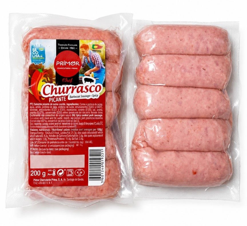 CRIOLO / SALSICHA CHURRASCO PICANTE CX:15x200GR